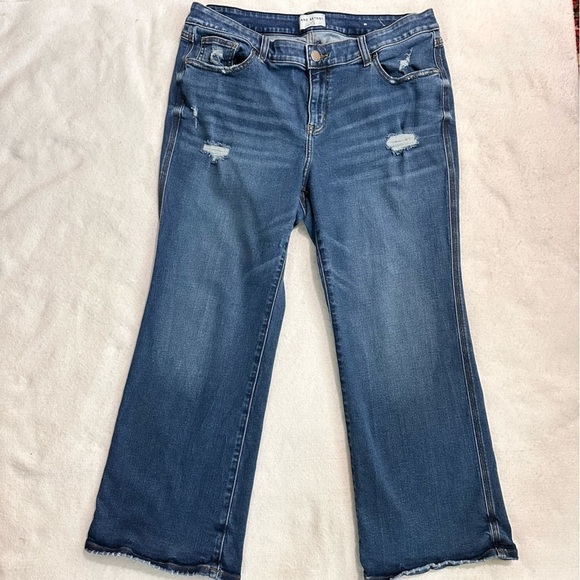 Lane Bryant Mid Rise Boot Flex Magic Waistband Distressed Denim Jeans size 18p‌‍ - Picture 1 of 10